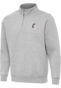 Antigua Cincinnati Bearcats Mens Grey Victory Long Sleeve Qtr Zip Pullover