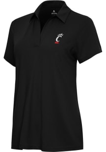 Antigua Cincinnati Bearcats Womens Black Era Short Sleeve Polo Shirt