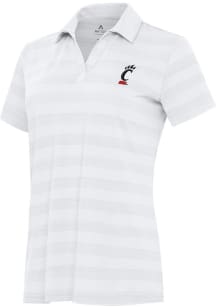 Antigua Cincinnati Bearcats Womens White Tunnel Short Sleeve Polo Shirt
