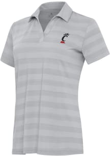 Antigua Cincinnati Bearcats Womens Grey Tunnel Short Sleeve Polo Shirt