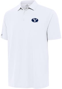 Antigua BYU Cougars Mens White Era Short Sleeve Polo