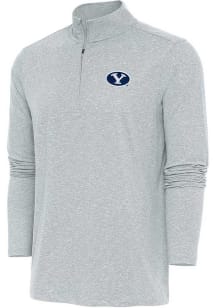 Antigua BYU Cougars Mens Grey Hunk Long Sleeve Qtr Zip Pullover