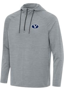 Antigua BYU Cougars Mens Grey Spikes Long Sleeve Qtr Zip Pullover