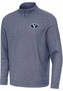 Antigua BYU Cougars Mens Navy Blue Subtle Long Sleeve Qtr Zip Pullover