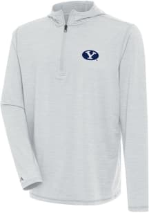 Antigua BYU Cougars Mens Grey Tidy Long Sleeve Qtr Zip Pullover