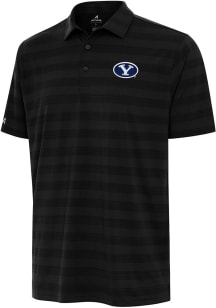 Antigua BYU Cougars Mens Black Tunnel Short Sleeve Polo