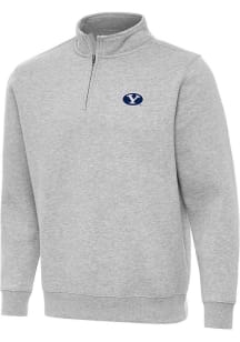 Antigua BYU Cougars Mens Grey Victory Long Sleeve Qtr Zip Pullover