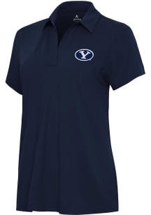 Antigua BYU Cougars Womens Navy Blue Era Short Sleeve Polo Shirt