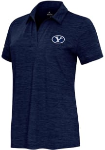 Antigua BYU Cougars Womens Navy Blue Layout Short Sleeve Polo Shirt