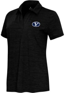 Antigua BYU Cougars Womens Black Layout Short Sleeve Polo Shirt