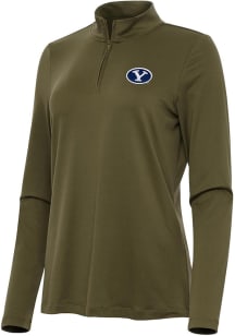 Antigua BYU Cougars Womens Olive Reprocess Recycled Qtr Zip