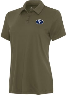 Antigua BYU Cougars Womens Olive Reprocess Recycled Short Sleeve Polo Shirt
