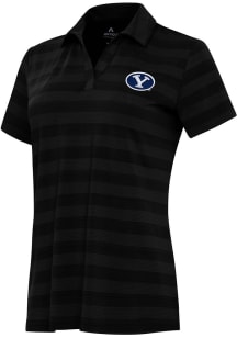 Antigua BYU Cougars Womens Black Tunnel Short Sleeve Polo Shirt
