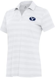 Antigua BYU Cougars Womens White Tunnel Short Sleeve Polo Shirt