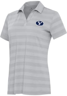 Antigua BYU Cougars Womens Grey Tunnel Short Sleeve Polo Shirt