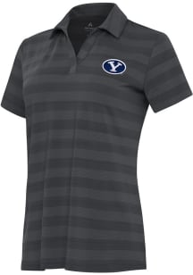 Antigua BYU Cougars Womens Grey Tunnel Short Sleeve Polo Shirt