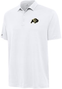 Antigua Colorado Buffaloes Mens White Reprocess Recycled Short Sleeve Polo