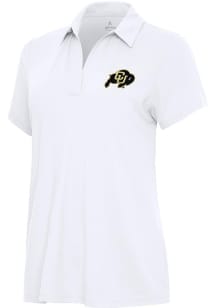 Antigua Colorado Buffaloes Womens White Era Short Sleeve Polo Shirt