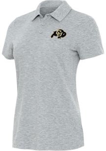 Antigua Colorado Buffaloes Womens Grey Matter Short Sleeve Polo Shirt