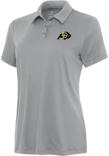 Antigua Colorado Buffaloes Womens Grey Reprocess Recycled Short Sleeve Polo Shirt