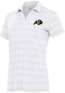 Antigua Colorado Buffaloes Womens White Tunnel Short Sleeve Polo Shirt
