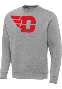 Antigua Dayton Flyers Mens Grey Full Front Victory Long Sleeve Crew Sweatshirt