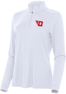 Antigua Dayton Flyers Womens White Intent Qtr Zip
