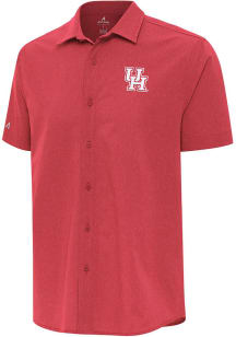 Antigua Houston Cougars Mens Red Activate Short Sleeve Dress Shirt