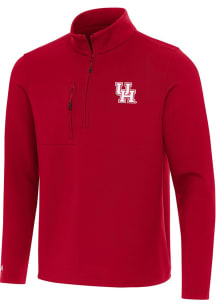 Antigua Houston Cougars Mens Red Insider Long Sleeve Qtr Zip Pullover