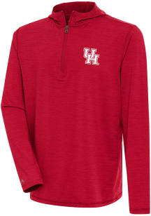 Antigua Houston Cougars Mens Red Tidy Long Sleeve Qtr Zip Pullover