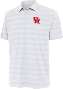Antigua Houston Cougars Mens White Tunnel Short Sleeve Polo