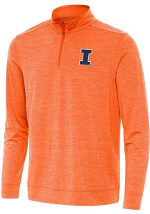 Antigua Illinois Fighting Illini Mens Orange Bright Long Sleeve Qtr Zip Pullover
