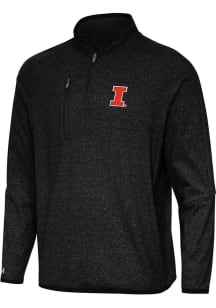 Antigua Illinois Fighting Illini Mens Black Certain Long Sleeve Qtr Zip Pullover