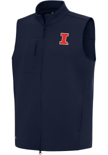 Antigua Illinois Fighting Illini Mens Navy Blue Demand Sleeveless Jacket