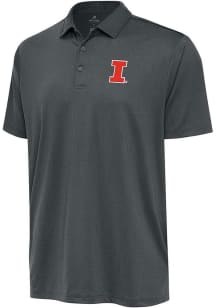 Antigua Illinois Fighting Illini Mens Grey Ellipse Short Sleeve Polo