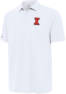 Antigua Illinois Fighting Illini Mens White Era Short Sleeve Polo