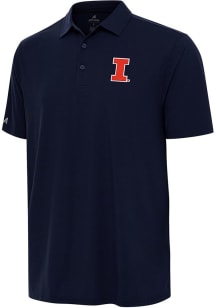 Antigua Illinois Fighting Illini Mens Navy Blue Era Short Sleeve Polo
