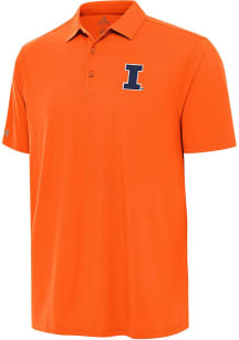 Antigua Illinois Fighting Illini Mens Orange Era Short Sleeve Polo