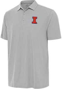 Antigua Illinois Fighting Illini Mens Grey Era Short Sleeve Polo
