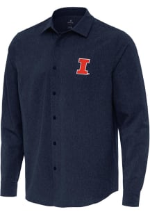 Antigua Illinois Fighting Illini Mens Navy Blue Exposure Long Sleeve Dress Shirt