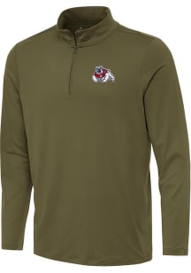 Antigua Fresno State Bulldogs Mens Olive Reprocess Recycled Long Sleeve Qtr Zip Pullover