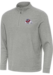 Antigua Fresno State Bulldogs Mens Grey Subtle Long Sleeve Qtr Zip Pullover
