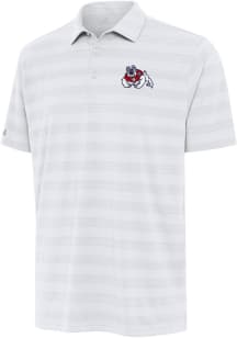 Antigua Fresno State Bulldogs Mens White Tunnel Short Sleeve Polo