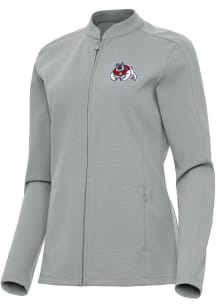 Antigua Fresno State Bulldogs Womens Grey Regard Light Weight Jacket
