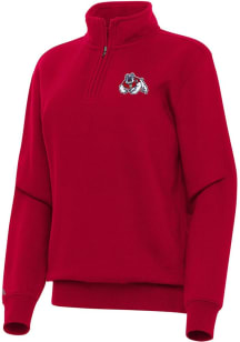 Antigua Fresno State Bulldogs Womens Red Victory Qtr Zip