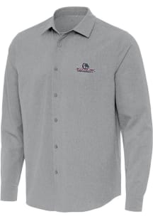 Antigua Gonzaga Bulldogs Mens Grey Exposure Long Sleeve Dress Shirt