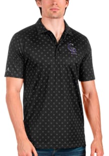 Antigua Colorado Rockies Mens Black Spark Short Sleeve Polo