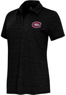Antigua Montreal Canadiens Womens Black Layout Short Sleeve Polo Shirt