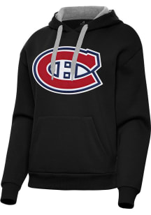Antigua Montreal Canadiens Womens Black Full Front Victory Hooded Sweatshirt