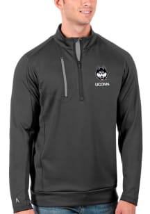 Antigua UConn Huskies Mens Grey Generation Long Sleeve Qtr Zip Pullover